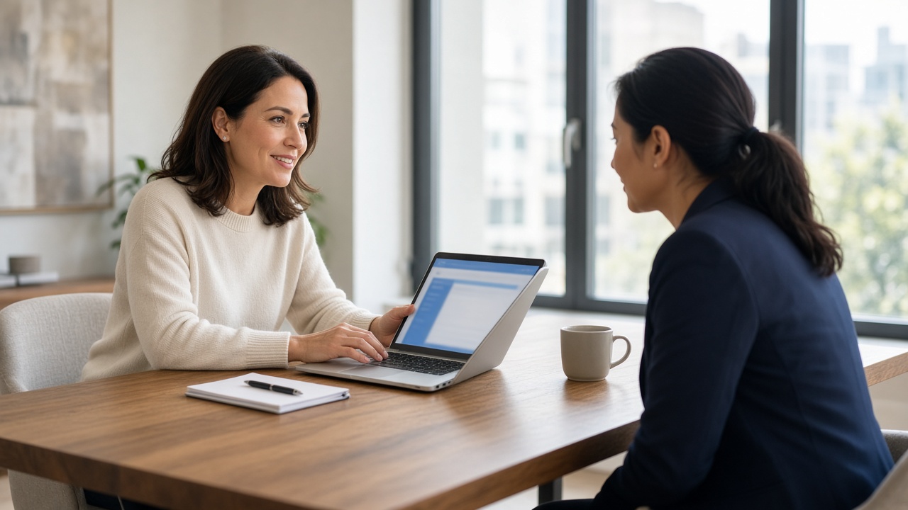 An agent presenting CondoPro to a property manager