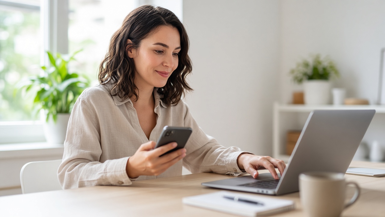 Sharing a referral link from phone and laptop