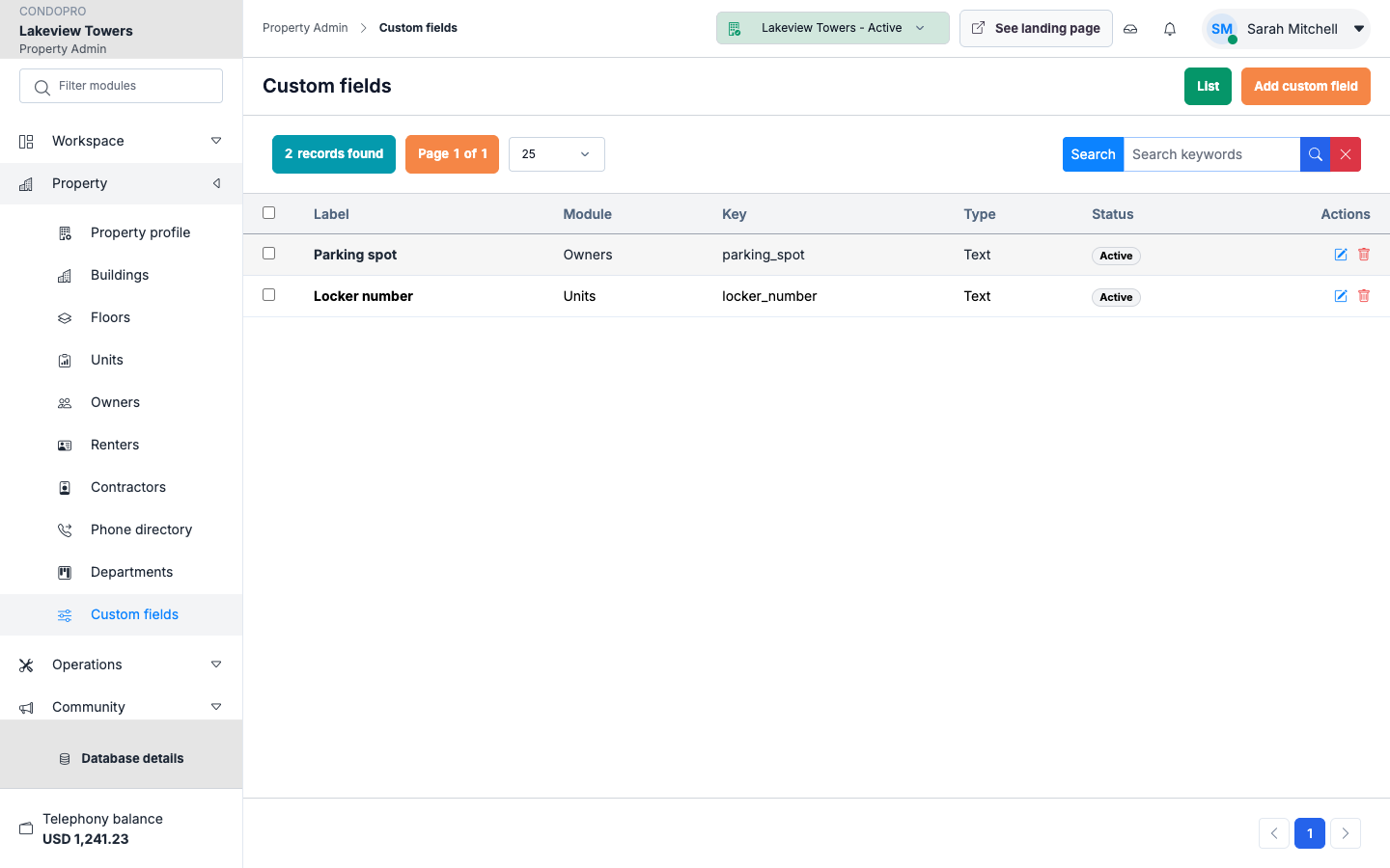 Custom fields