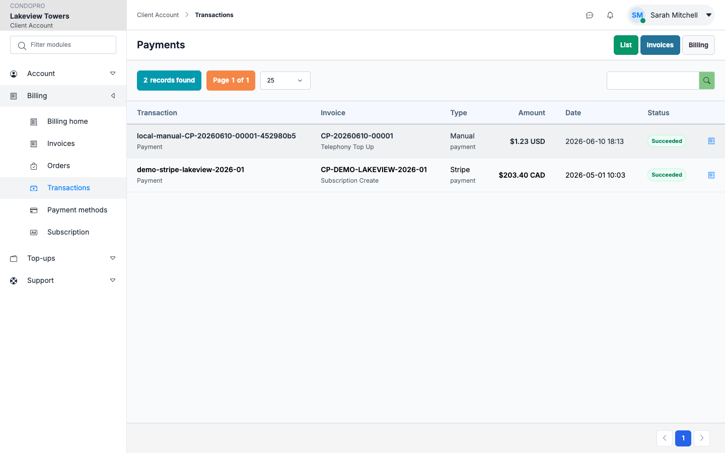Account transactions